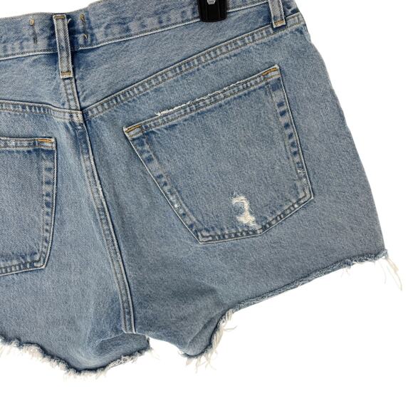 AGOLDE Blue Swapmeet Parker Long Distressed Denim Shorts - Picture 9 of 12